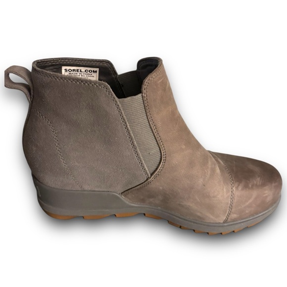 Sorel Evie Pull-On Wedge Bootie 8.5 Quarry Gum 2 Suede Leather NL3816-053 - Picture 4 of 9